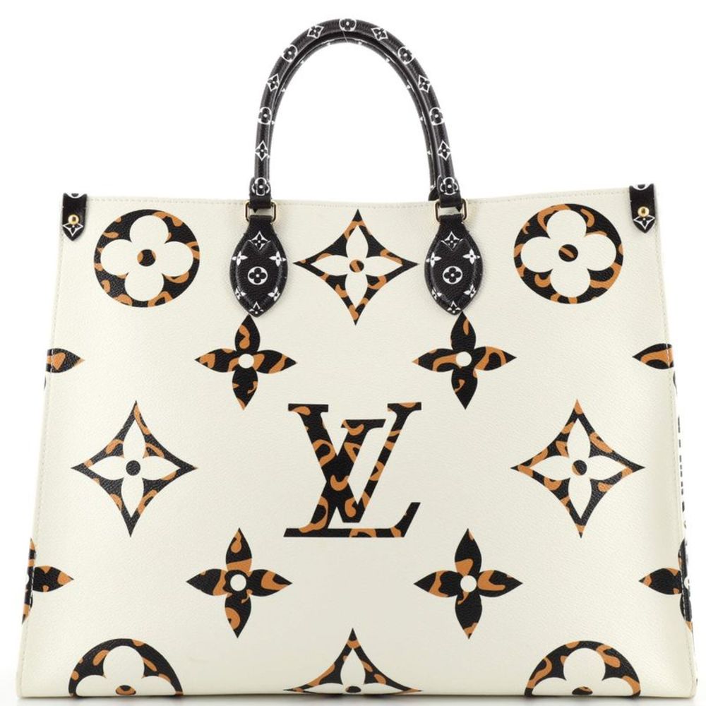 Louis Vuitton White and Brown Monogram Tote